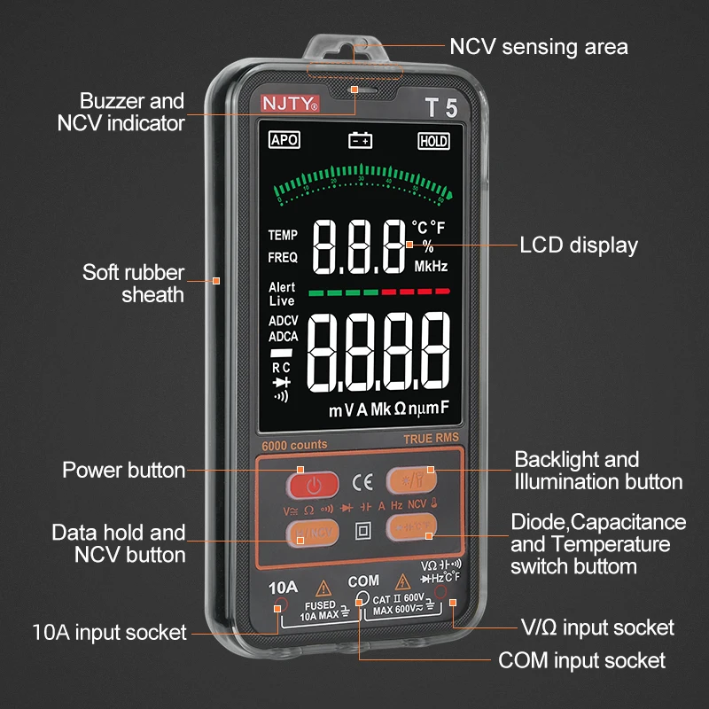 Профессиональный мультиметр цифровой автомобильный тестер Электрический