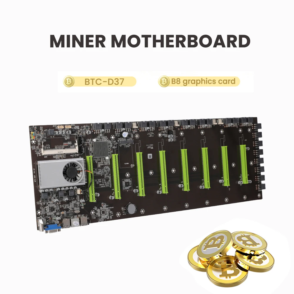 Материнская плата для майнинга BTC BTC-D37 Vga 8Pcie 16X 8 Гб поддержка 1066/1333 / 1600 МГц DDR3/DDR3L