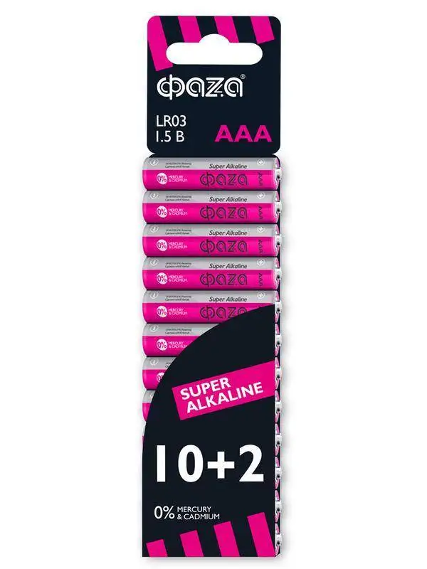 Элемент питания алкалиновый LR03 Super Alkaline SBL-10+2 (уп.12шт) ФАZА 2854612 |