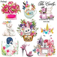 perfume flower thermal stickers on clothes cartoon animal iron on transfers patches for clothing thermoadhesive patches applique
