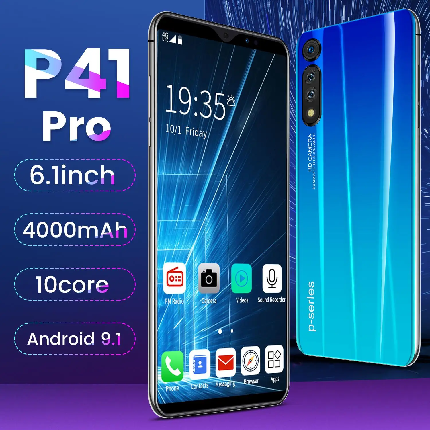 

P41 PRO Smart Phone 6.1 Inch Quad Core 1280X720 8GB RAM+128GB ROM Bluetooth Android Phone Global version Dual Talk Cellulares