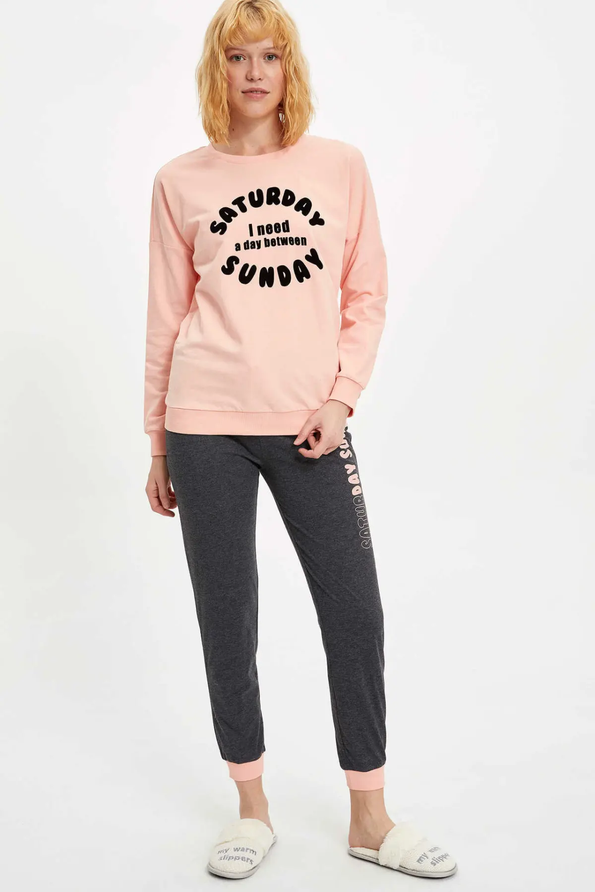 Дефакто пижамы наборы весна осень тонкие буквы шаблон женщин длинные костюм