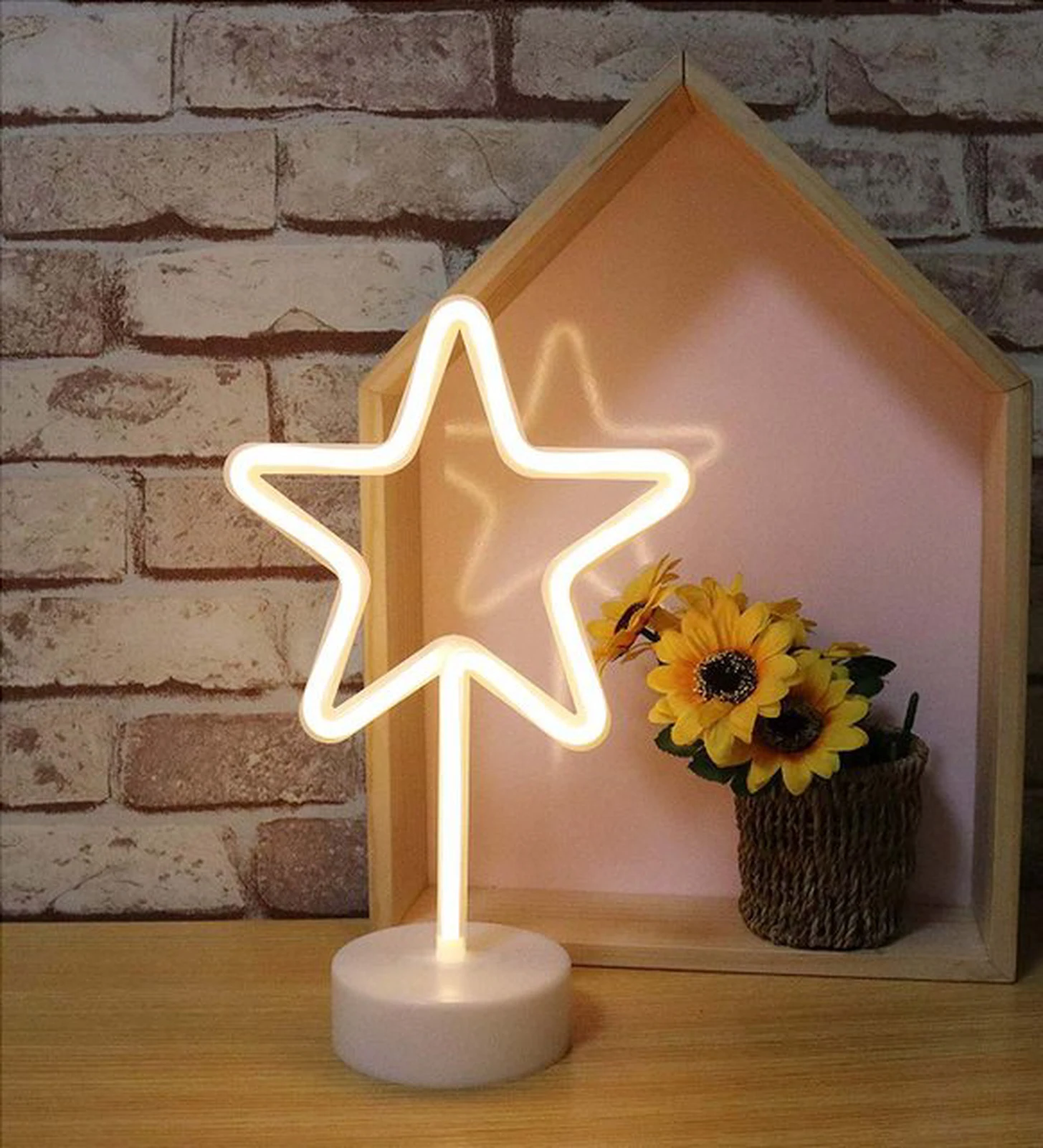 Decorative Star Star Neon Led Night Light Cute Children Bedroom Rechargeable Decorative Light Bedside Lamp Gift Footed Home
