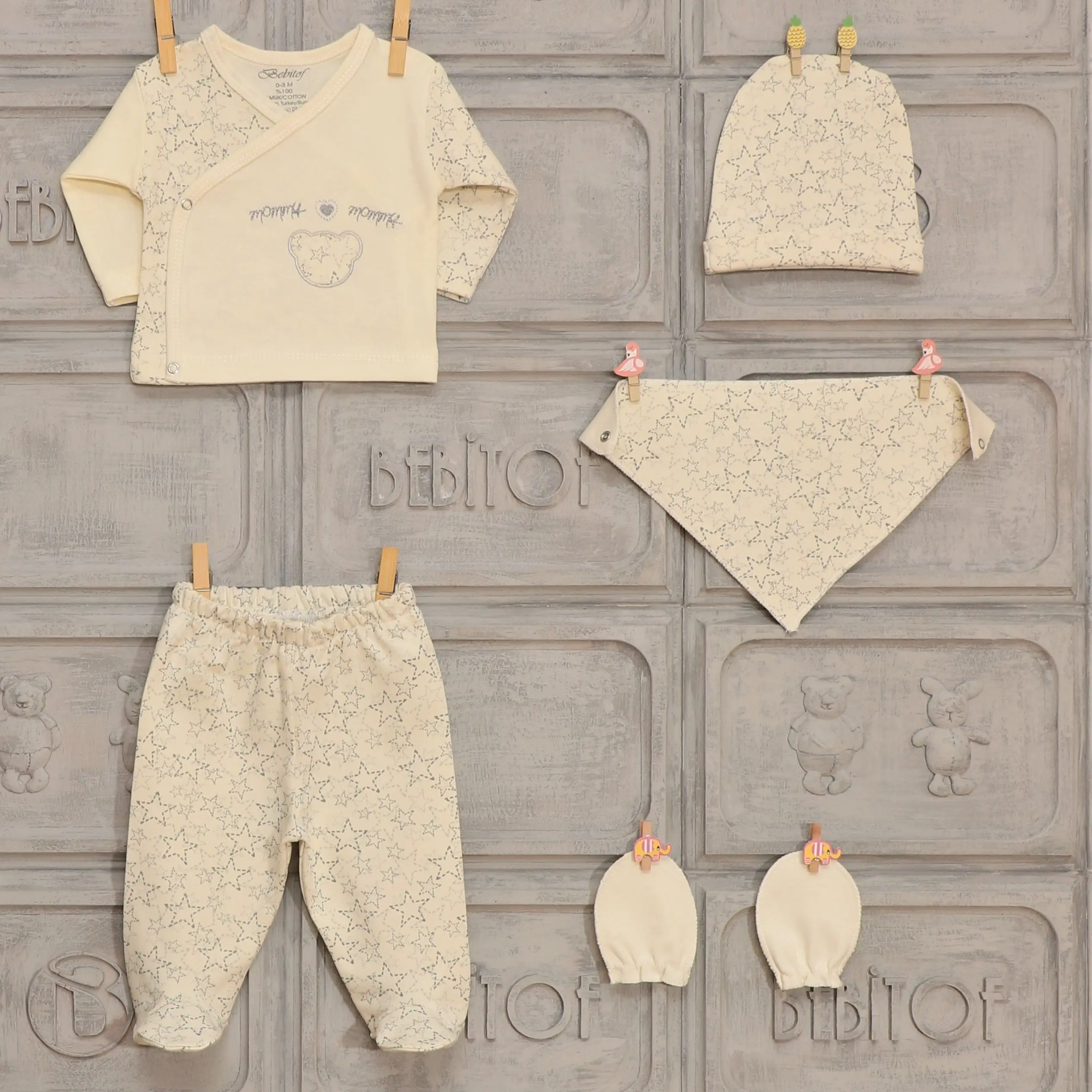 

Baby Rompers Set Girls & Boys 0-3 Months Newborn Clothes 5 Pcs Mommy Gloves Bodysuit Pant Soft Cotton Types Varieties Models