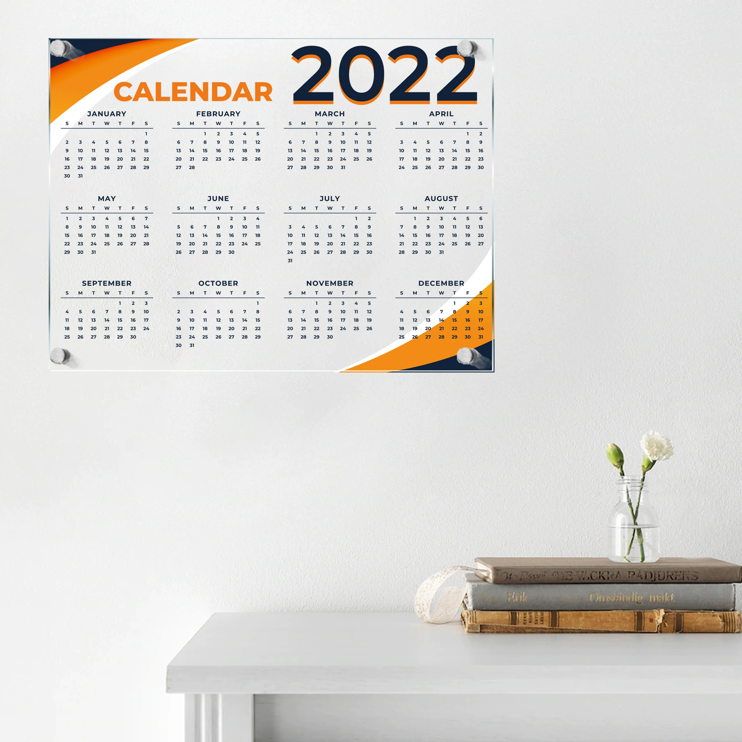 

2022 Wall Calendar Office Home Room Decoration Decor Teenager Aesthetic Hanging Planner