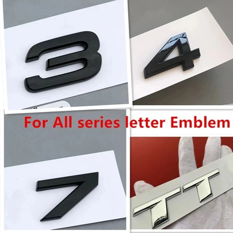 

ABS Emblem Badge Letter Car Sticker For Sline S3 S4 S5 S6 S7 S8 RS3 RS4 RS5 RS6 RS7 RS8 SQ3 SQ5 SQ7 RSQ3 RSQ5 RSQ7 TT TTS TTRS