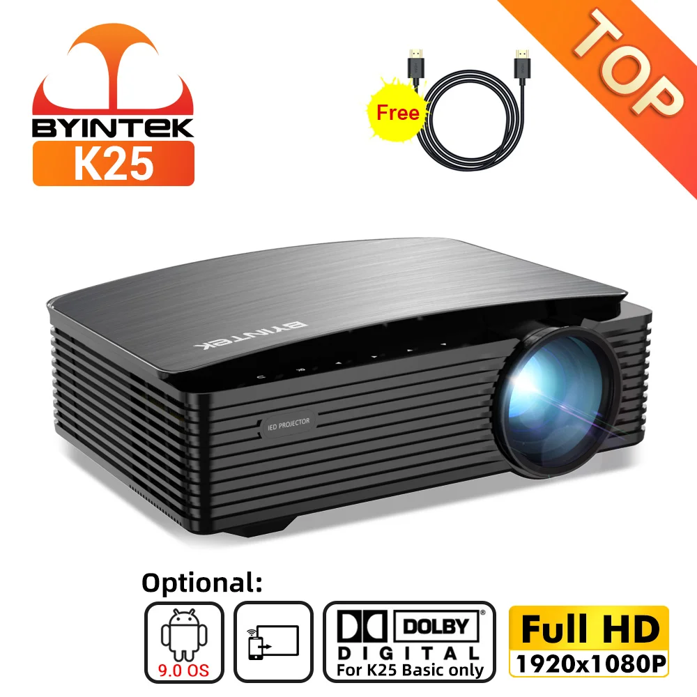 $246.32 BYINTEK K25 Full HD 4K 1080P LCD Smart Android Wifi LED Video Home Theater Projector 3D for Movie Game Smartphone Tablet