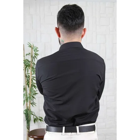 

Men's Long Sleeve Plaid Striped Casual Shirt Front Patch Chest Pocket Regular-fit Button-down Collar Thick Work shirts