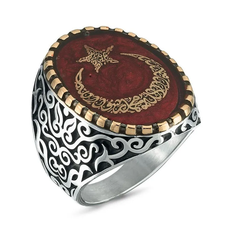

Мужское кольцо ручной работы с эмалью из красного драгоценного камня, мужское серебряное кольцо 925, кольцо с эмалевым камнем, серебряное кол...