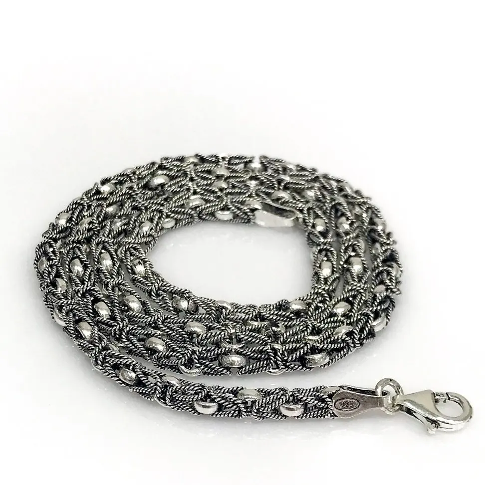 

New Design Embroidered 60 cm King Chain Silver Necklace