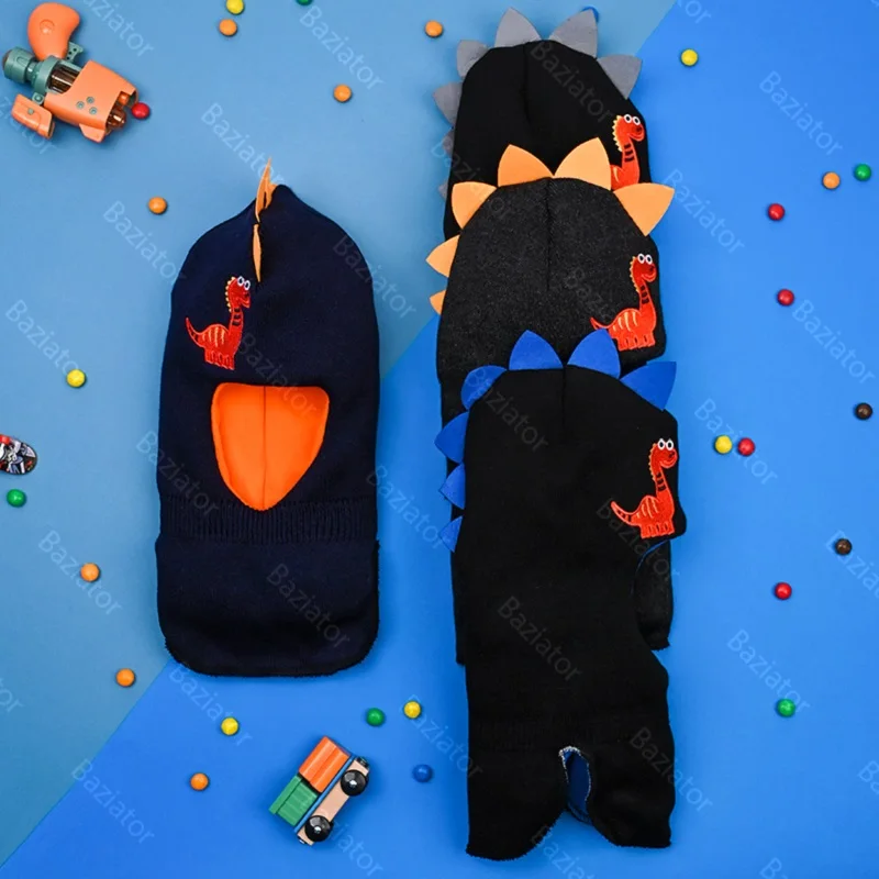 Шапка шлем для мальчика и девочки зима детская двойная с подкладом Дракон CL0052 |