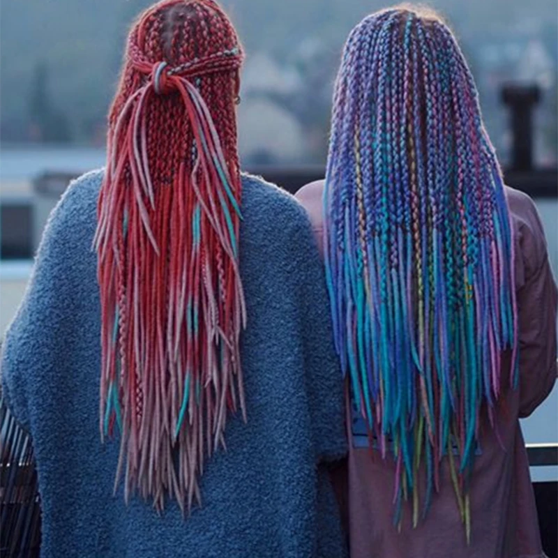 XINRAN розового и фиолетового цветов Голубой Белый Цвет большие синтетические косы