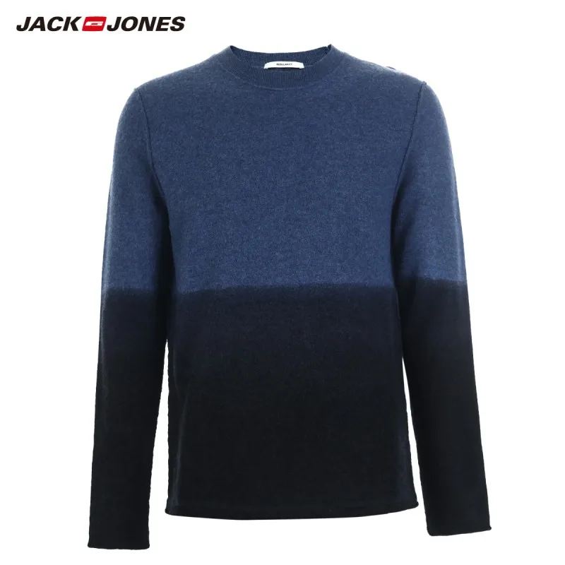 JackJones мужской зимний тренд из чистой шерсти контрастный Повседневный свитер