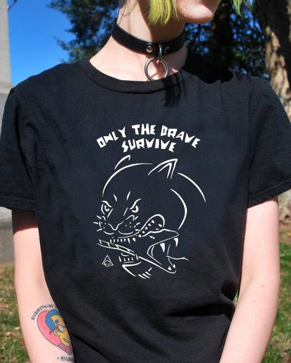 Готический Только Храбрый выжить футболка смешные футболки для женщин 100% хлопок