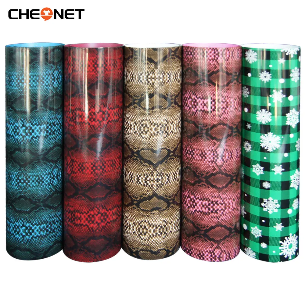 

5 Sheets 25x25cm TPU Heat Transfer Vinyl Bundle Snakeskin Pattern HTV for Cricut Iron on for T-shirts Easy to Cut & Weed DIY