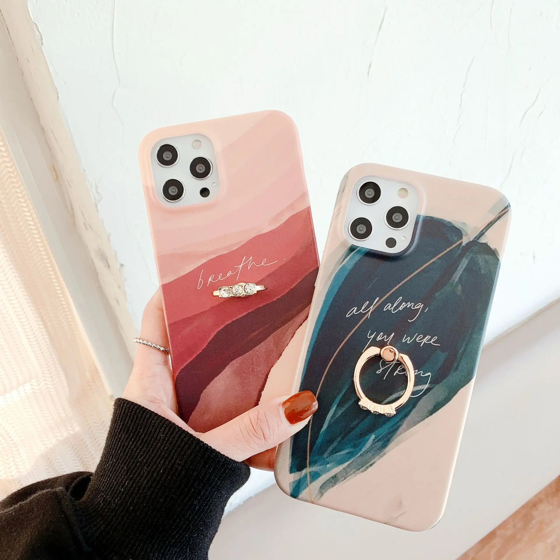 

Graffiti Leaves Case For iPhone 13 12 mini 11 Pro Max XR XS Max X 7 8 Plus Soft TPU Pink Tropical Leaf Cover Phone Case Coque