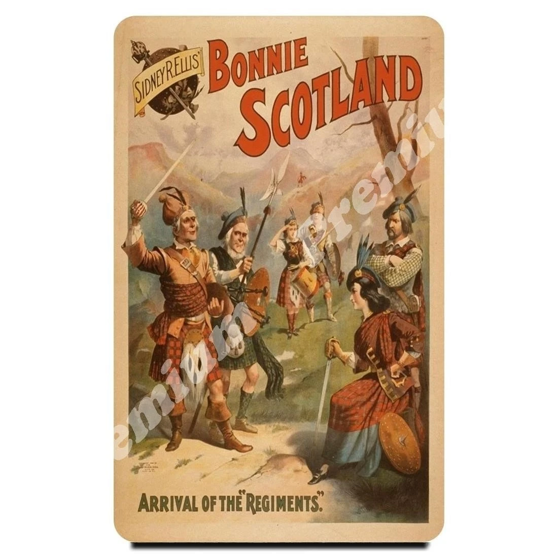 Шотландия Сувенирный магнит Винтажный туристический плакат|Магниты на