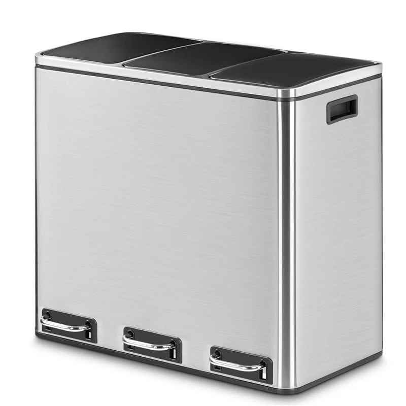 Мусорная корзина для гостиной кухни 14 галлонов мусорная с педалью из нержавеющей