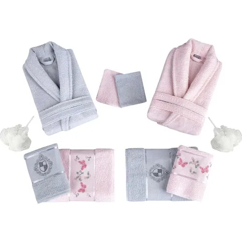 For Home 10 Piece Cotton Bathrobe Set Powder-Gray Home Textile Towel Hammam Cotton Microfiber Bathroom Fabric Accessory