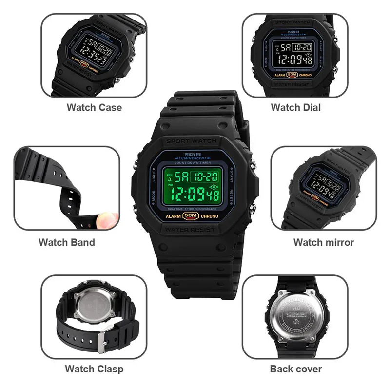 Часы спортивные Skmei 1628 скмей водонепроницаемые мужские женские касио casio часы не