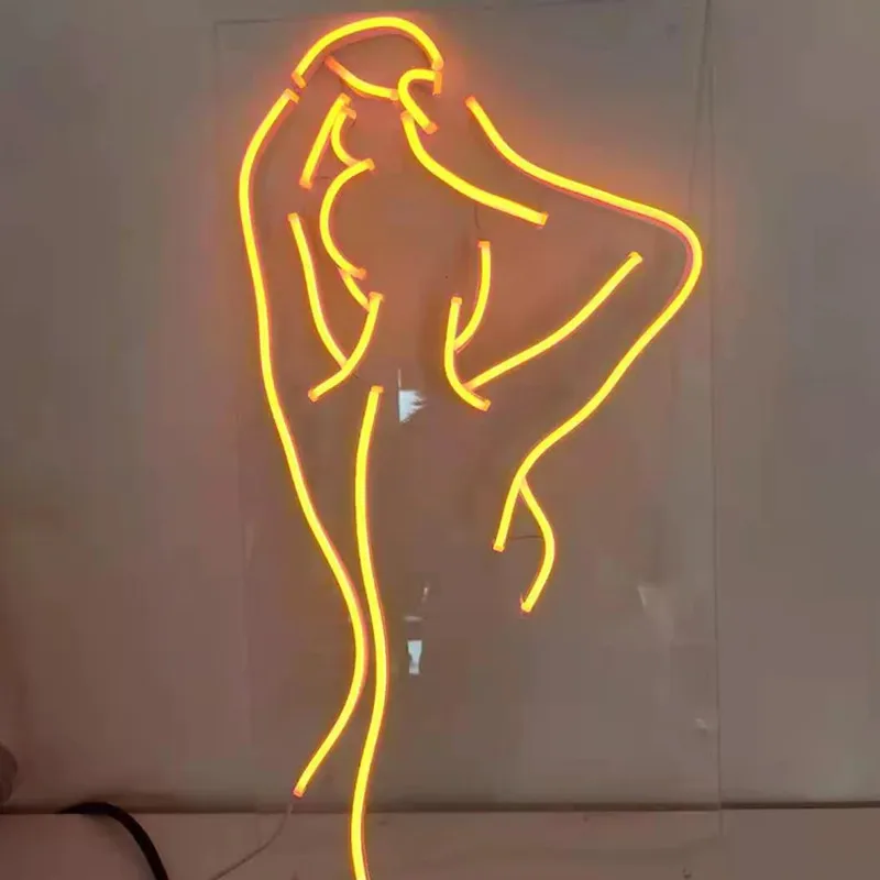 Sexy Woman's Back Custom Neon Lights Sign Figure Silhouette Wall Decoration Acrylic，12v, Led Light Decor