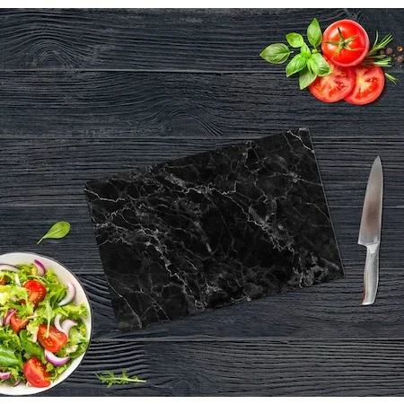 Мраморная стеклянная разделочная доска дизайнерская кухонная черная белая