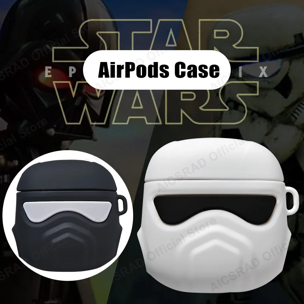 Жидкий силиконовый защитный чехол Star Wars совместимый с Apple AirPods 1 и 2 мягкий без