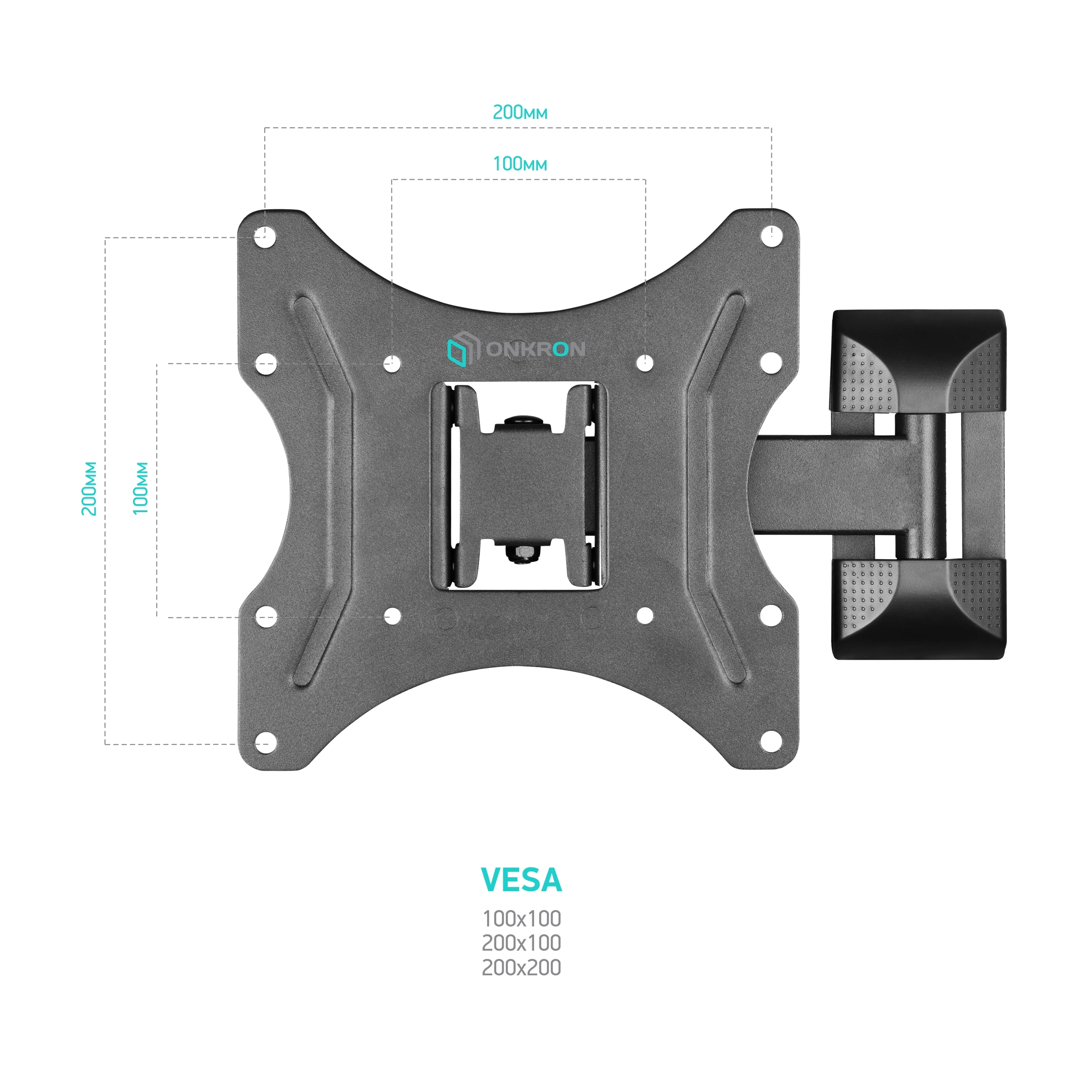 ONKRON наклонно поворотный кронштейн для ТВ черный NP24 VESA: 100x100 200x100 200x200|Кронштейны