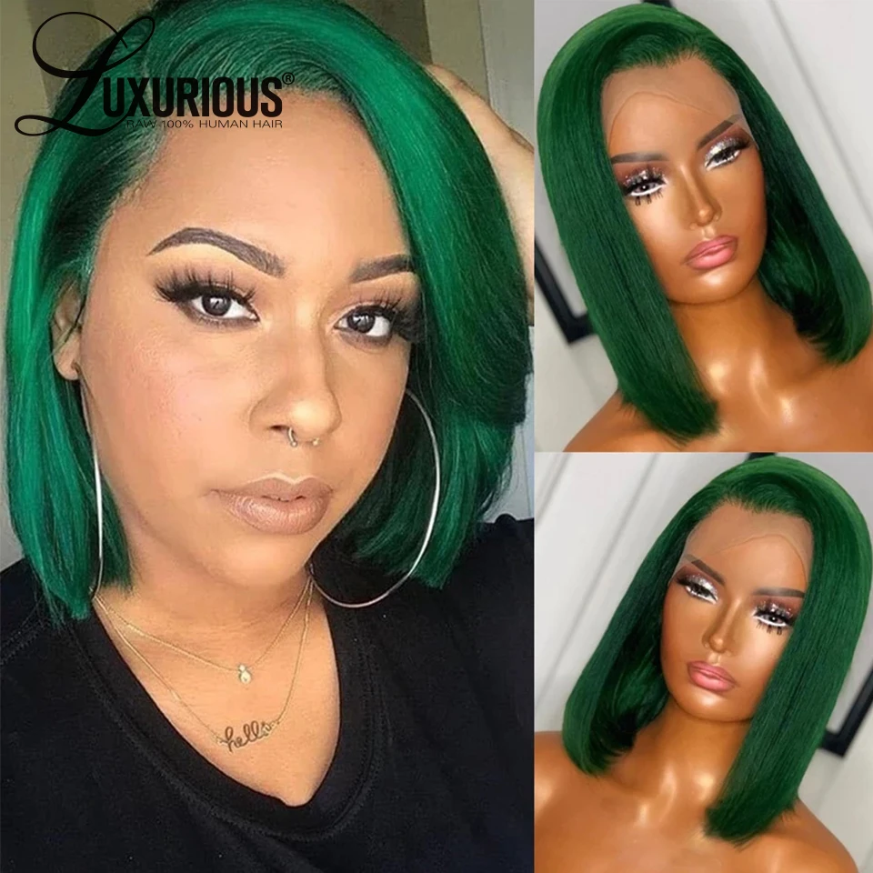 

Зеленый короткий парик Боб Омбре прямые 13X4 HD кружевные фронтальные парики человеческие волосы парики для женщин фиолетовый медовый блонд п...