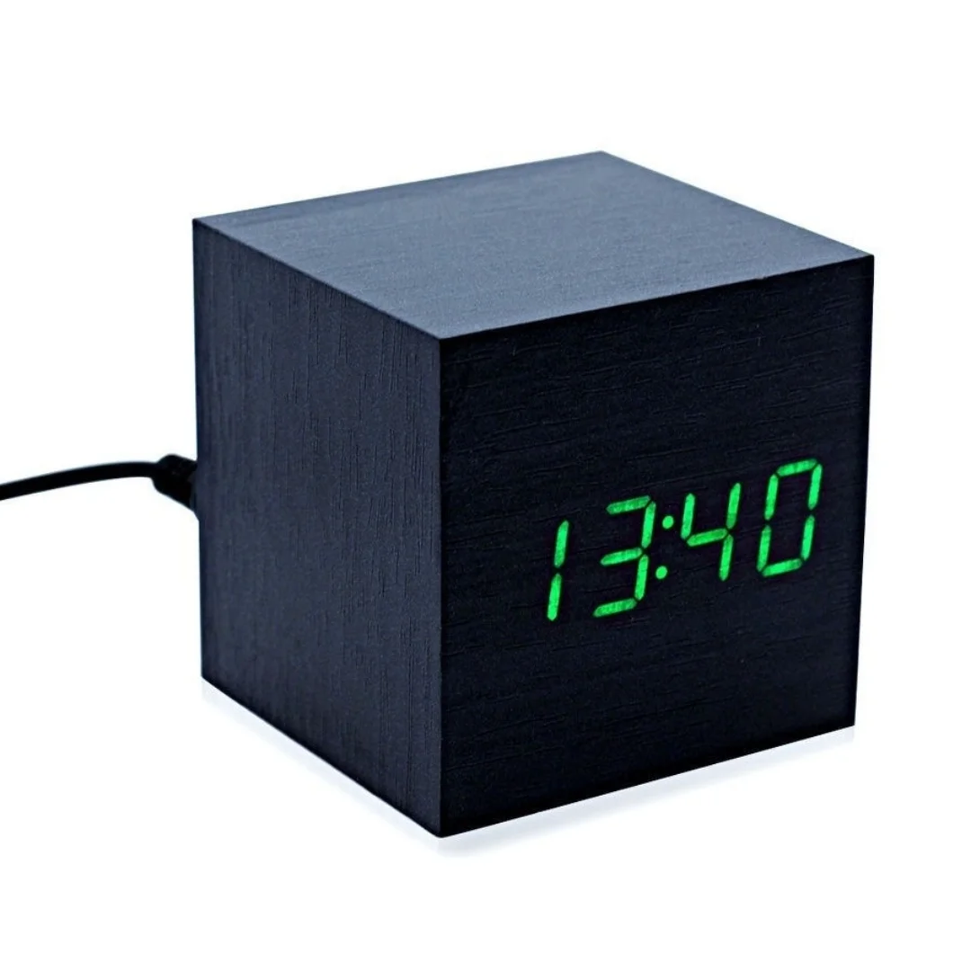 Часы куб настольные цифровые с питание от USB/ААА. LED будильник термометр календарь