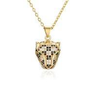 new leopard head pendant necklace for women men gold color luxury cubic zirconia womens necklace female jewelry accessories