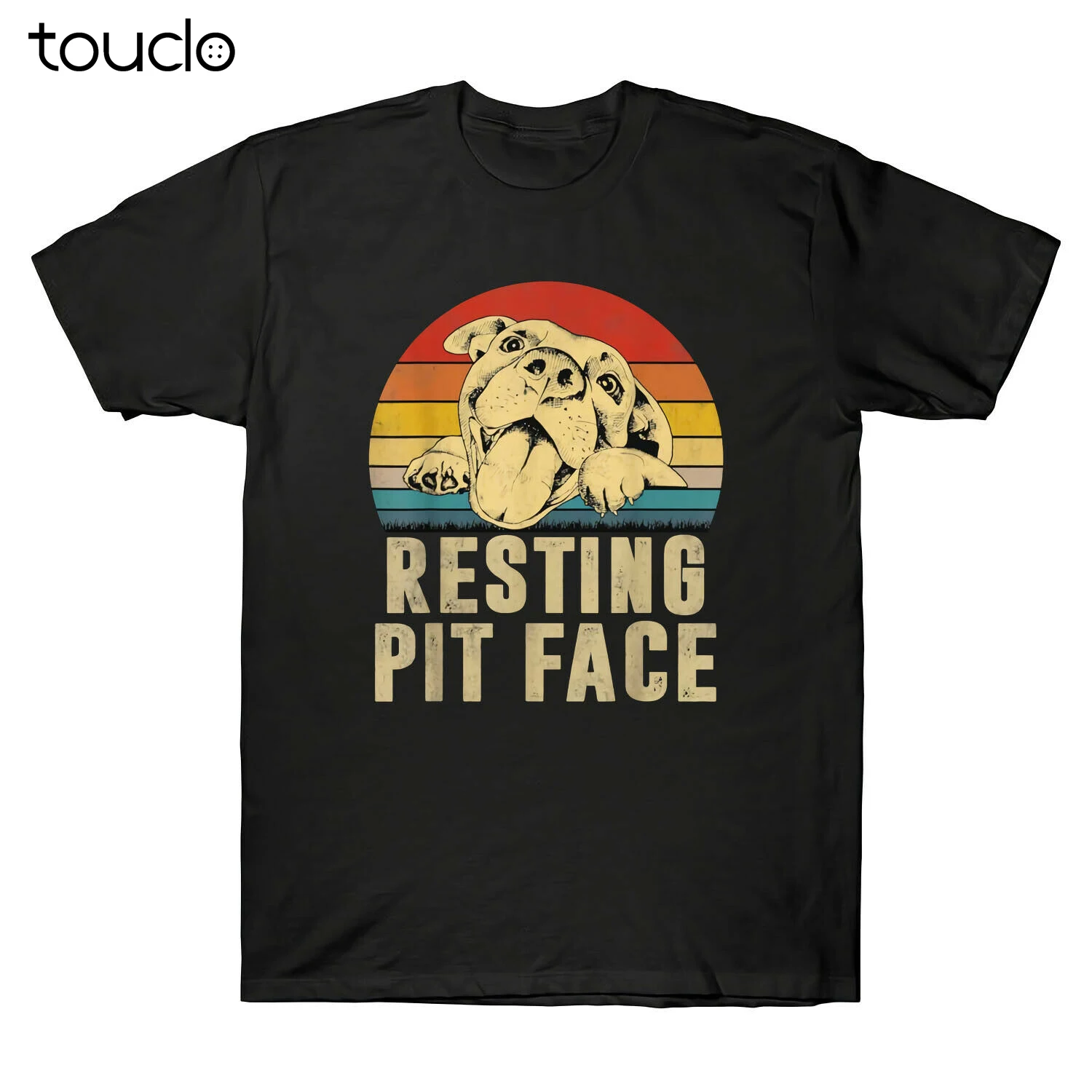 

Resting Pit Face Dog Pitbull Dog Lover Funny Vintage Men's T-Shirt Cotton Tee