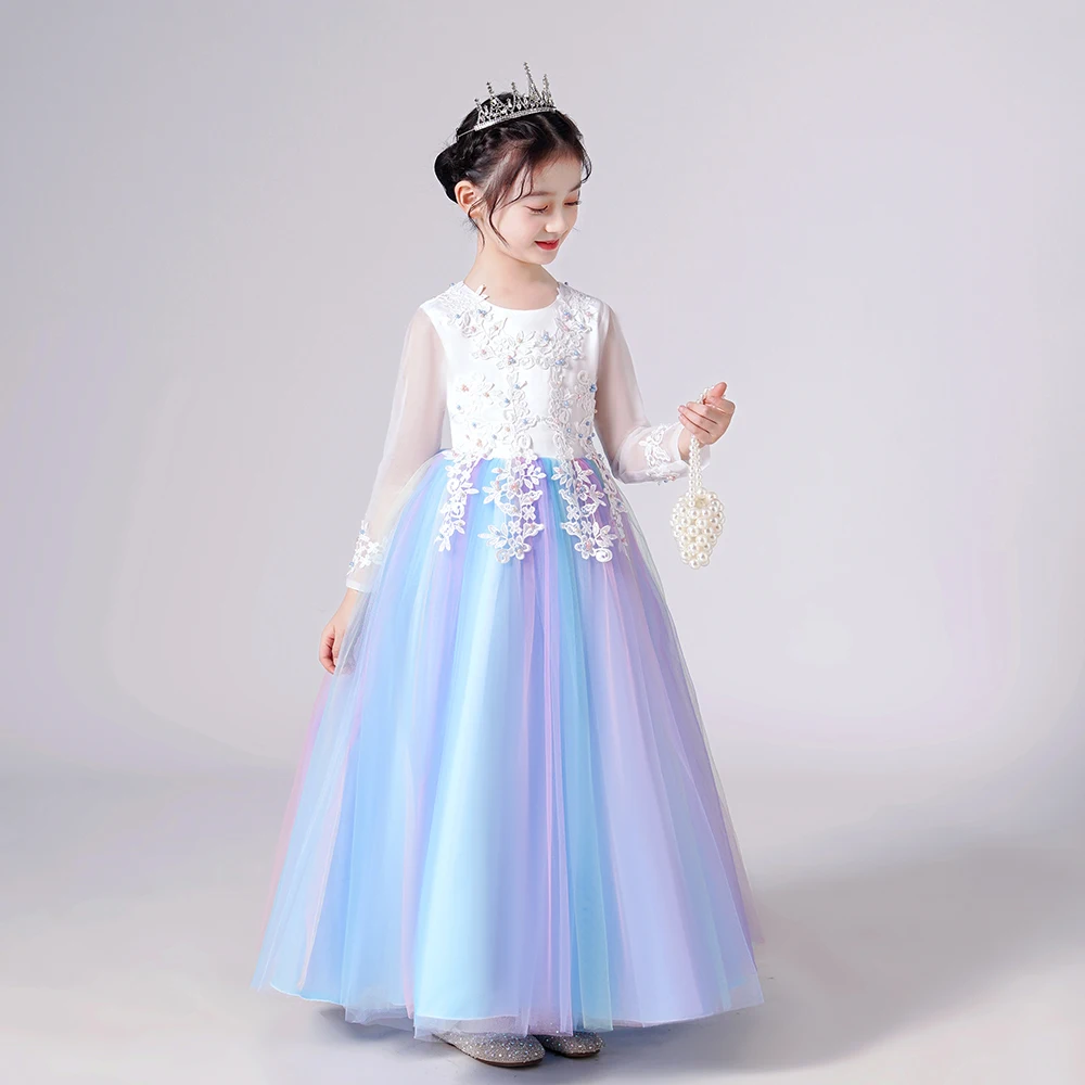 

2022 Ceremony Pageant Flower Dress Kids Bridesmaid Dress For Girls Clothes Wedding Princess Dress for Party Prom Gown 12 14 Year