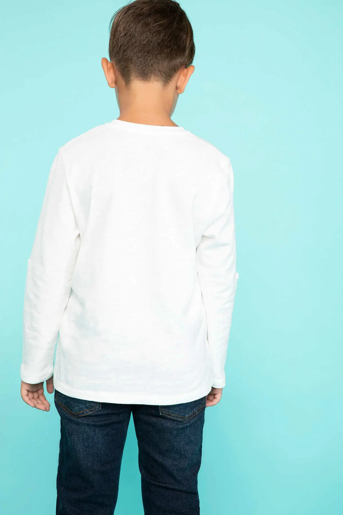 DeFacto Boy Autumn White Top Tees Boys Casual Long Sleeve T-Shirt kIds Simple Cotton Tops High Quality-J0857A618AU | Детская одежда и