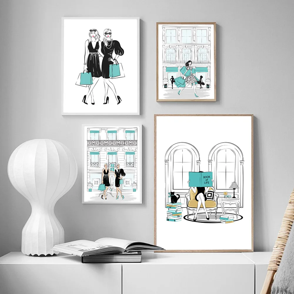 Постер Завтрак у Тиффани в скандинавском стиле парфюм сумка для покупок Картина