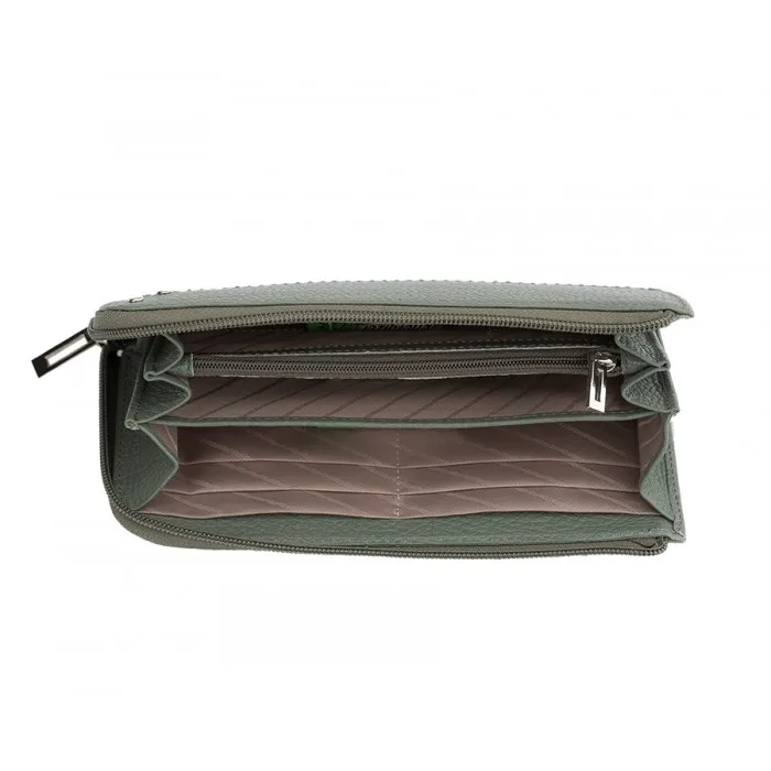 портмоне женское 100% натуральная зерненная фактура кожа PL 131 PM-DGR темно-зеленый