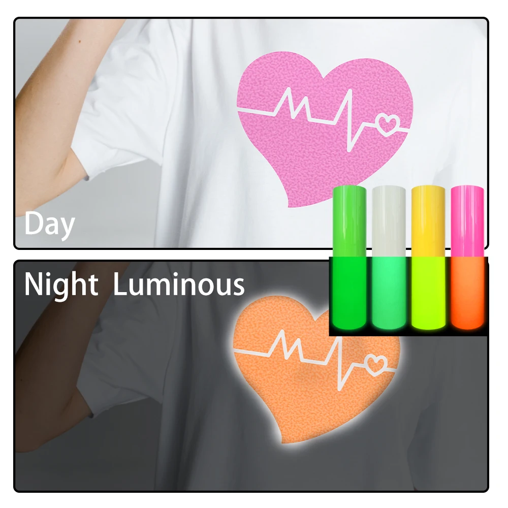 

3D Puff Heat Transfer Vinyl Film Glow in The Dark Luminous HTV Iron on Tshirt Clothing For Cricut Cameo 4 Assorted Colors Sheet