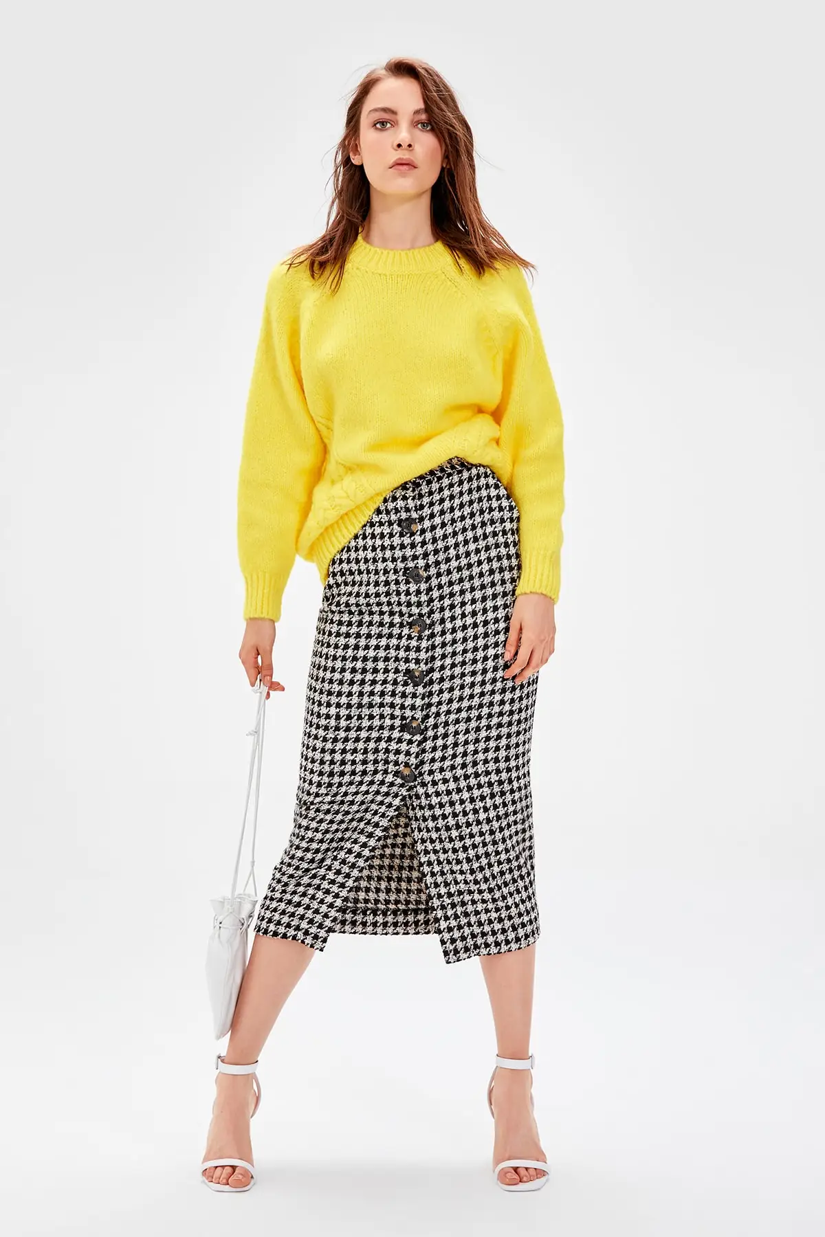 Черная юбка с пуговицами TWOAW20ET0026|Женские юбки| |