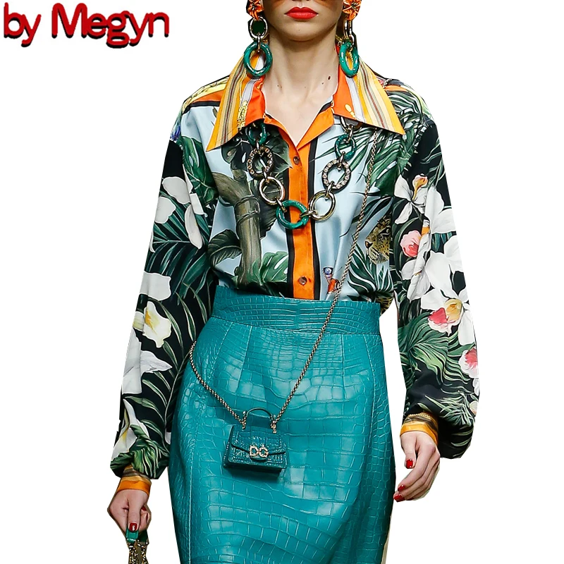 2020 Женская модная подиумная блуза винтажные женские рубашки с цветочным принтом