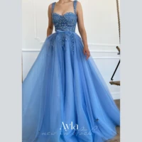 baby blue embroidery lace midi prom dresses sweetheart tea length wedding party dresses 2022 tulle formal gowns