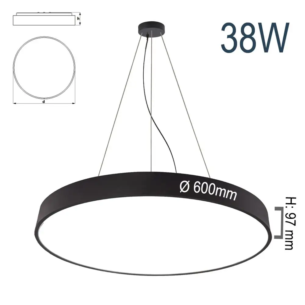 Pamir Lighting 38W Diameter: 600mm Circular Suspended LED Lighting Fixture, PL8SD38E15C Energy Saving Light, Decorative Design