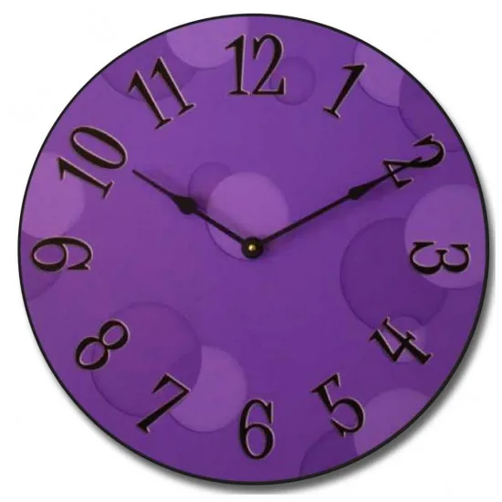 

Purple Offset Printed Wooden Living Room Wall Clock 35 cm Without Glass