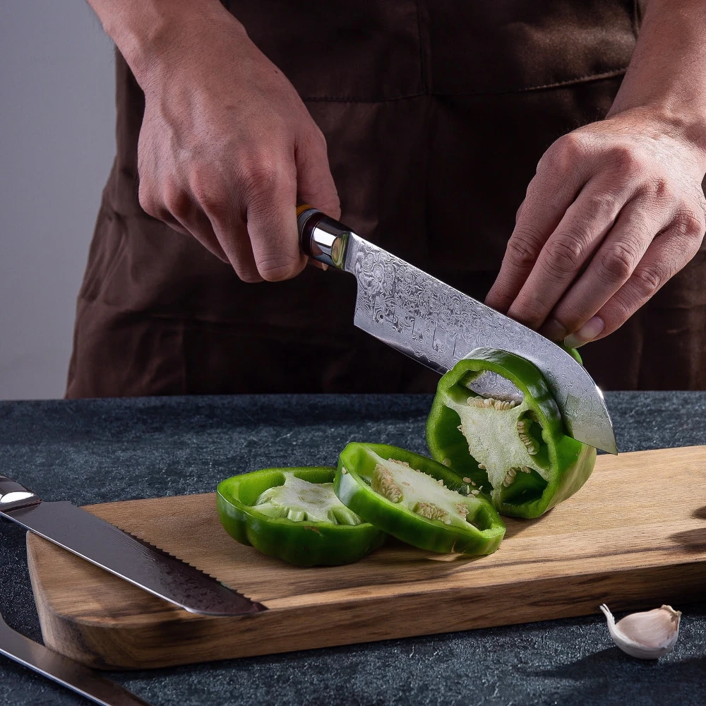 Santoku японский нож gravsharp vg10 7 дюймовый шеф повара из дамасской стали 67 слоев