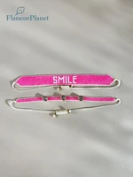 flaneurplanet high quality women bracelet 2 pcs set pink bracelets name zircon miyuki bracelet