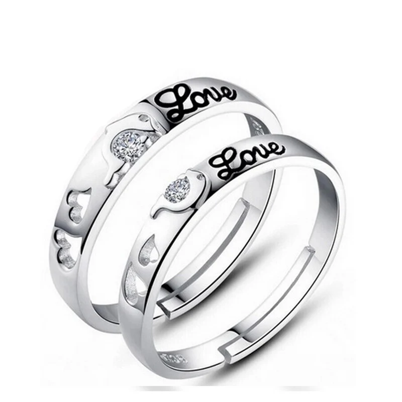 2 шт./компл. регулируемое обручальное кольцо с цирконом в виде сердца |