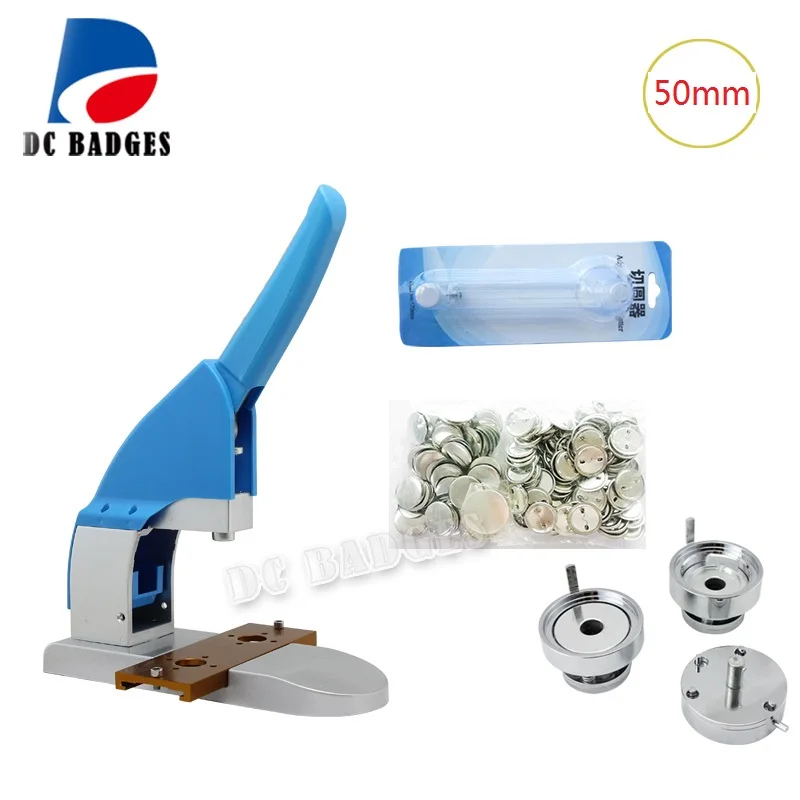 

New DIY 50mm badge making machine + 50mm Acrylic paper cutter + 500 pcs metal pin badge accessories