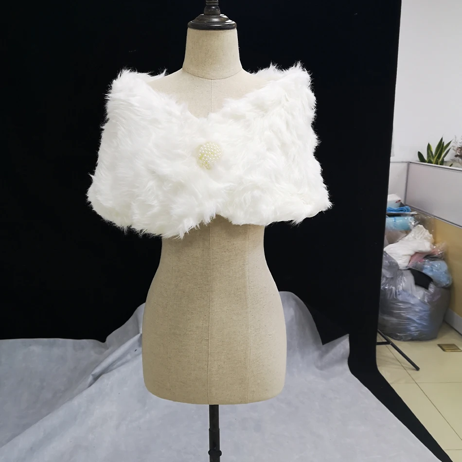 Fur Faux Winter Women Bridal Shawl Wedding Cape In Stock Cloaks Coat Jacket For Evening Party | Свадьбы и торжества