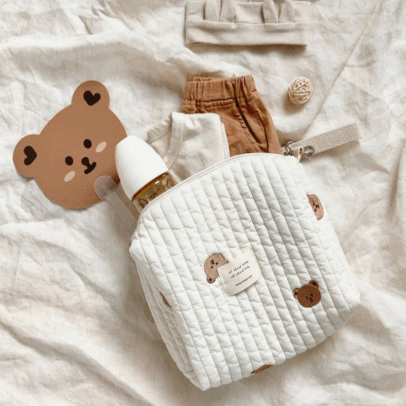 

Diaper Storage Organizer Large Handbags Newborn Baby Care Diaper Bag Mummy Shoulder Bag Embroidery Quilted Stroller 21.5*16cm