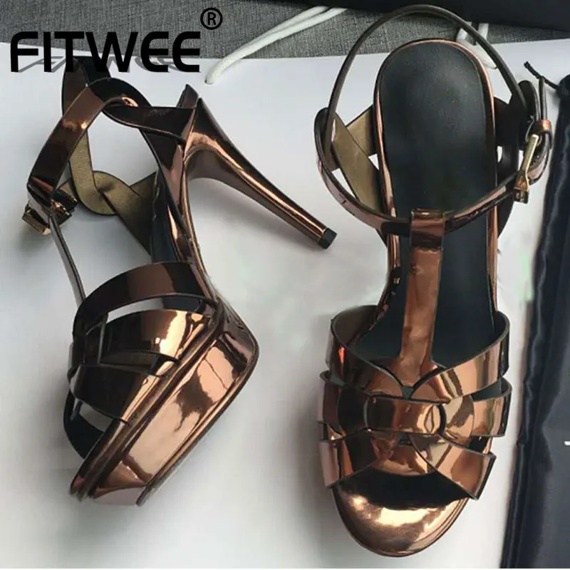 ZALAVOR/женские босоножки Летняя обувь из натуральной лакированной кожи на высокой