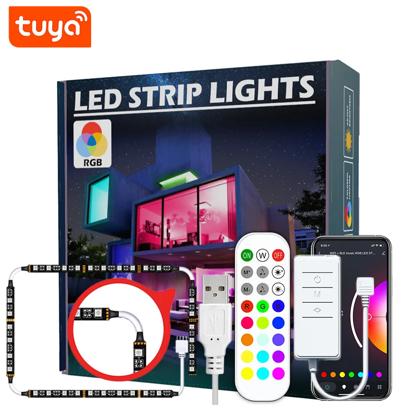 

55 inch WIFI USB Smart TV LED Backlight With Smart Life App Control Strip Lights Work with Alexa and Google Home for 75 inch TV